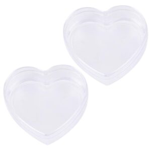 2pcs transparent plastic heart shaped acrylic box with lid mini storage candy boxes cube organizer containers for tiny jewelry party favors supplies