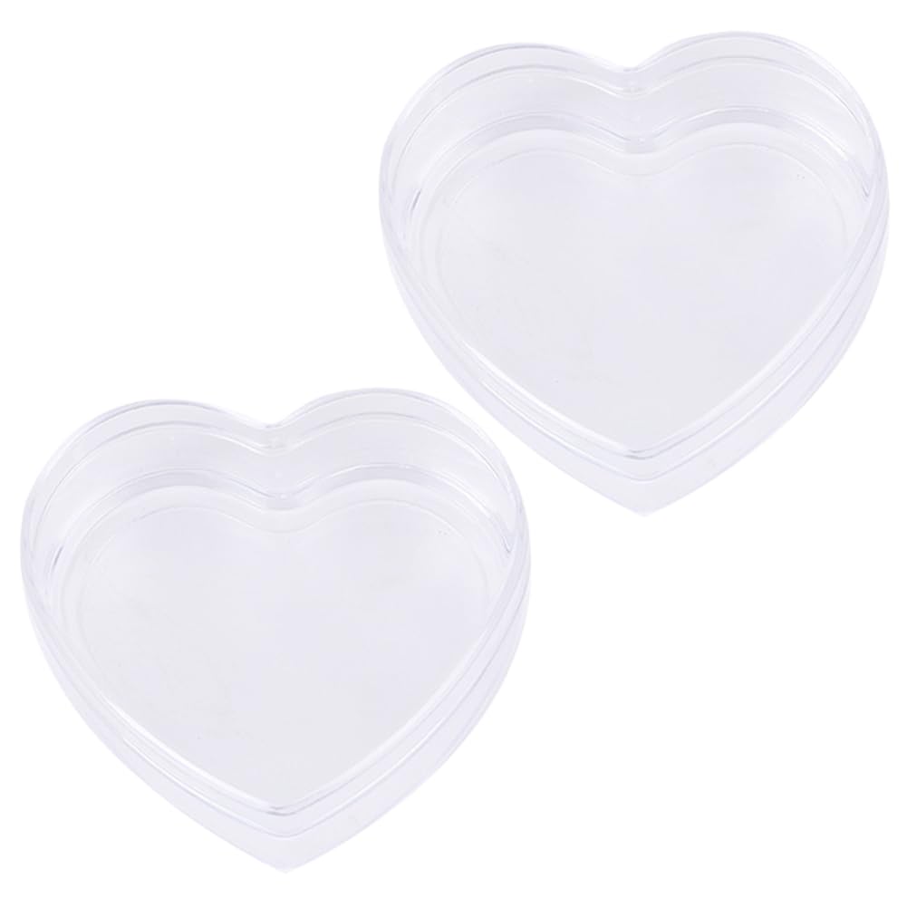 2Pcs Transparent Plastic Heart Shaped Acrylic Box with Lid Mini Storage Candy Boxes Cube Organizer Containers for Tiny Jewelry Party Favors Supplies