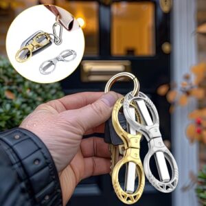 Nogeqi 2 Pcs Folding Scissors Portable Travel Scissors Stainless Steel Mini Scissors Retractable Small Scissors All Purpose for Sewing Fishing Crafts DIY Home Office Christmas Gift Men(Gold, Silver)