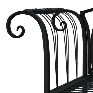 KCCLVER 2-Seater Patio Bench 50.4" Black Steel,2Seater Patio Bench: Comfortable and Durable for Outdoor Relaxation Outdoor Furniture, Outdoor Seating