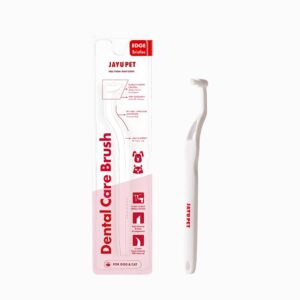 jayu pet dental care brush (edge bristles) 1ea - micro round head toothbrush for cats & small dogs with end-tuft diagonal-shaped bristles & easy grip handle