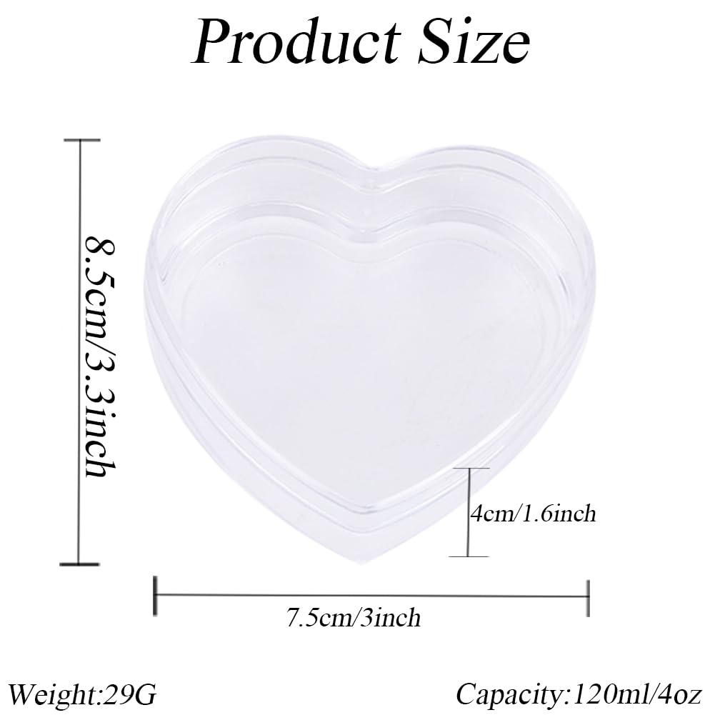 2Pcs Transparent Plastic Heart Shaped Acrylic Box with Lid Mini Storage Candy Boxes Cube Organizer Containers for Tiny Jewelry Party Favors Supplies