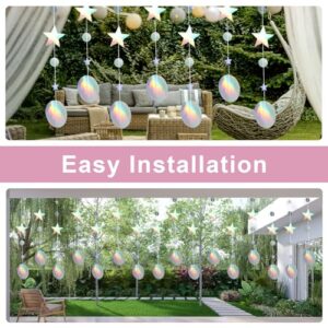 Giantree 65Ft Iridescent Star Circle Dot Shiny Garlands, 5Pcs Hanging and Twinkle Little Star Circle Dot Streamer Bunting Banner for Wedding Birthday Graduation Christmas Party Decor(Star Circle Dot)