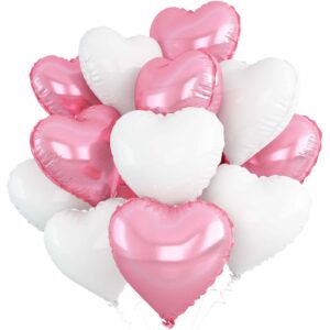 30pcs white pink heart balloons,18 inch heart shape balloons,heart party decorations,suitable for baby shower wedding birthday party decorations