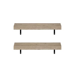 Furinno Tanna 22-Inch Wall Mounted Floating Display Shelves, Natural, Set of 2