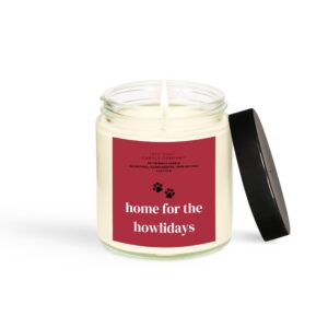 pet friendly candle | pet safe candle | all natural clean burning soy candle | pet odor eliminator | dog & cat safe candle | air freshening scented candles | 4 oz (home for the howlidays)