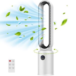 cobuy bladeless tower fan with remote, air circulator cooling fan for indoor use, 24 speeds settings, 12 timer, quiet oscillating fan for home bedroom, silver