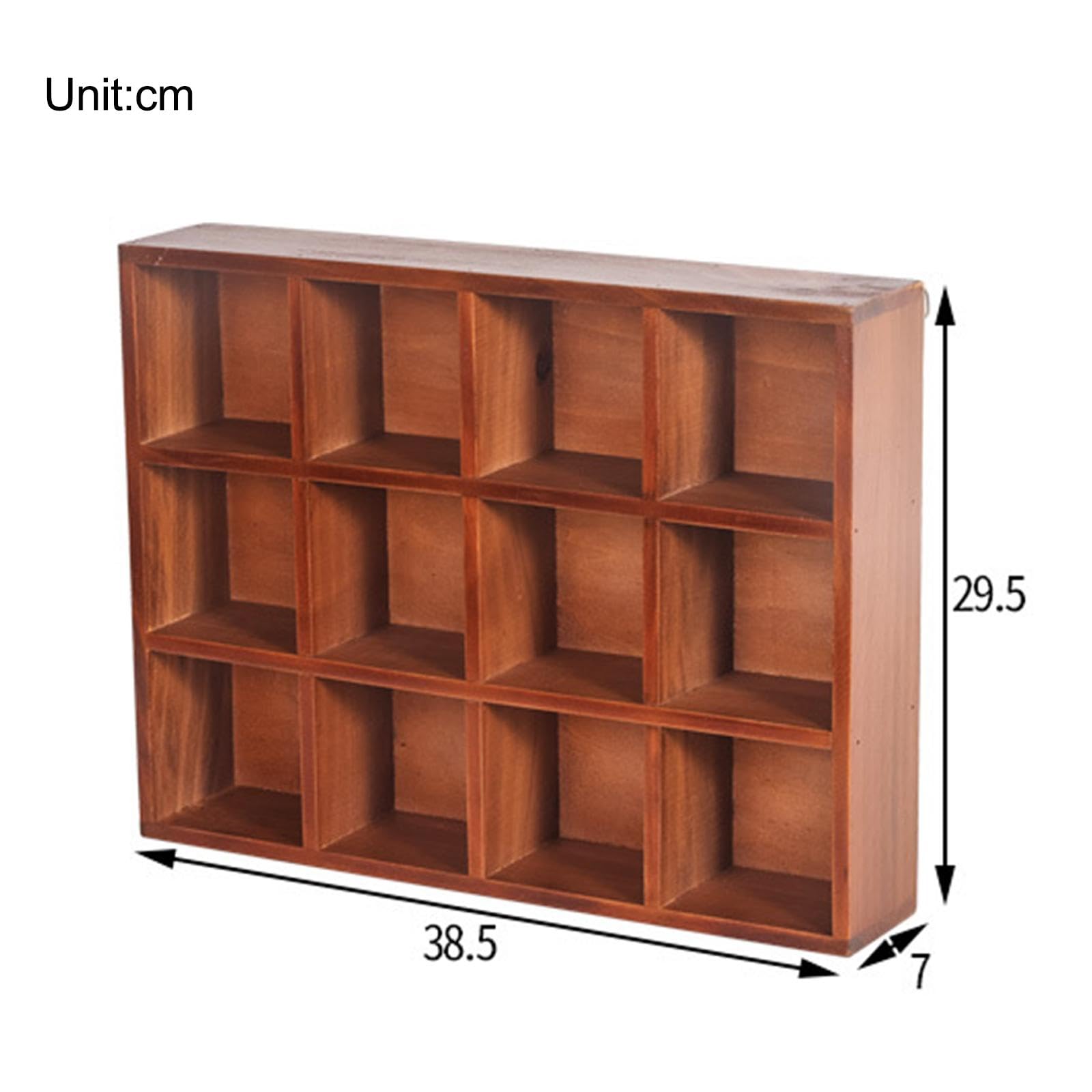 Solid Wood 12 Compartment Display Stand for Miniatures and Collectibles, Style A