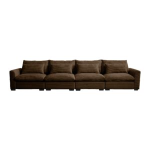 GOAWGO 157.5" Modular Sectional Couch 4 Seat Extra Deep Oversized Corduroy Sofa with Waist Pillow Modern Upholstered Comfy Couches for Living Room Bedroom Office Apartment, Brown