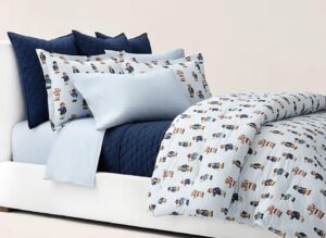 polo ralph lauren blue stripe teddy bear boy 2 pc twin duvet cover set blue white