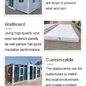 Foldable Prefab Container Home - Modular Tiny House with Customizable Bathroom, Kitchen, Living Room & Bedroom Spaces - Mobile Home Options for Adults