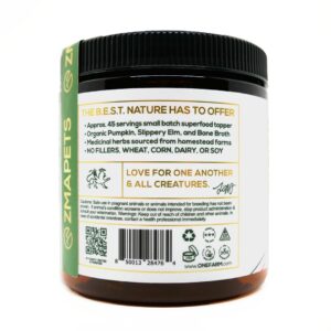 ZMA Pets Ziggy Marley's USDA Organic Digestion Powder for Dogs & Cats - Bone Broth, Pumpkin, & 5 Gut Healthy Herbs - Pet Gut Health, 90 Grams