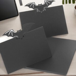 50 Pieces Black Bat Places Cards Halloween Place Card Holders Wedding Index Cards Seating Place Cards for Party Anniversary Halloween Table Decor