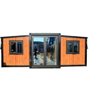 folding prefab container home - customizable tiny home with bathroom, kitchen, living room & bedroom - modular mobile home for adults