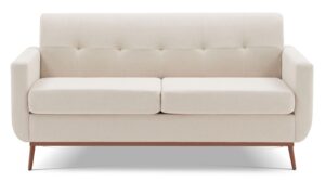 weture 65" loveseat sofa, mid century modern love seat couches for living room, comfy button tufted upholstered sofa couch for bedroom, solid & easy to install small couch for small spaces, beige