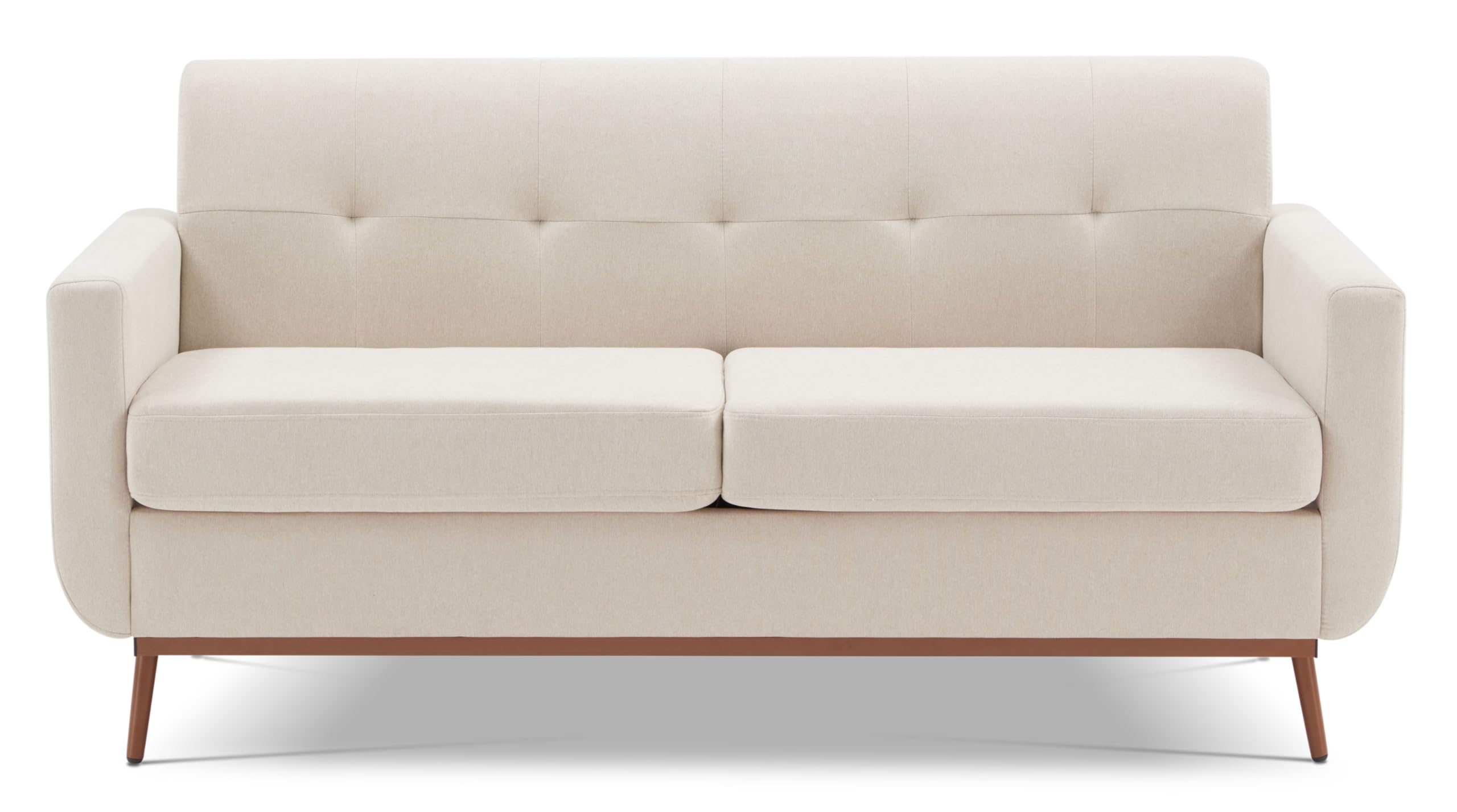 Weture 65" Loveseat Sofa, Mid Century Modern Love Seat Couches for Living Room, Comfy Button Tufted Upholstered Sofa Couch for Bedroom, Solid & Easy to Install Small Couch for Small Spaces, Beige