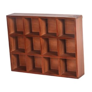 Solid Wood 12 Compartment Display Stand for Miniatures and Collectibles, Style A