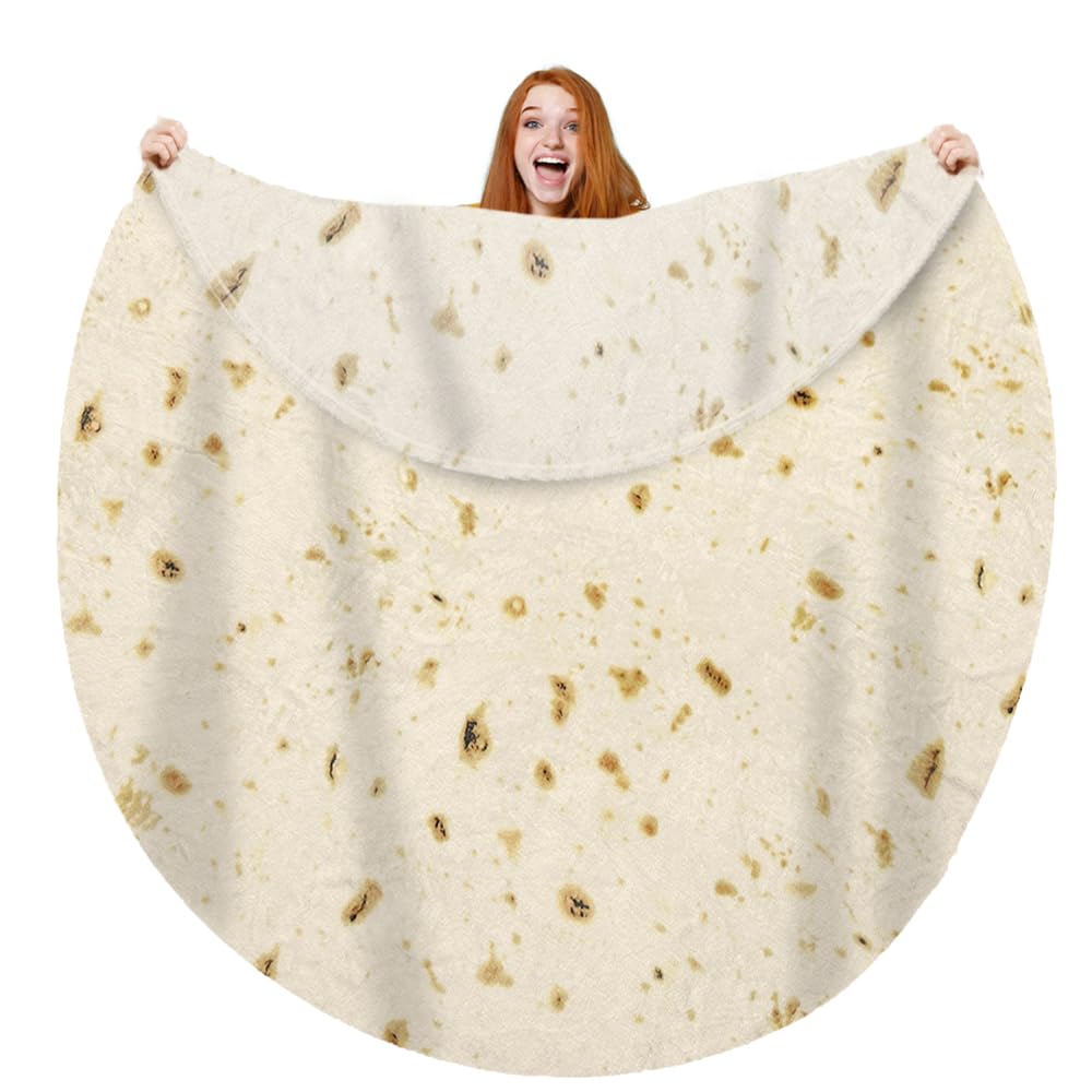 moonysweet Tortilla Blanket for Adult and Kids Double Sided Novelty Food Blanket 60 inches Adult Size Funny Realistic Throw Blanket 2.1 Fuzzy Fleece Blanket Flannel Teens Boys and Girls