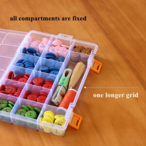 BangQiao 6 Pack Fixed 15 Grids Clear Plastic Storage Box, Transparent Organizer Container Case for Small Parts, Bead, Button, Jewelry, Diamond, Craft Supplies, Sewing Kit, DIY Accessories