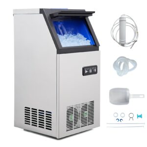 commercial ice machine 120lbs/24h, counter ice maker with 24lbs storage bin, 45 ice trays, stainless steel ice machine for bar,cafe,restaurant ﻿