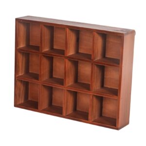 Solid Wood 12 Compartment Display Stand for Miniatures and Collectibles, Style A