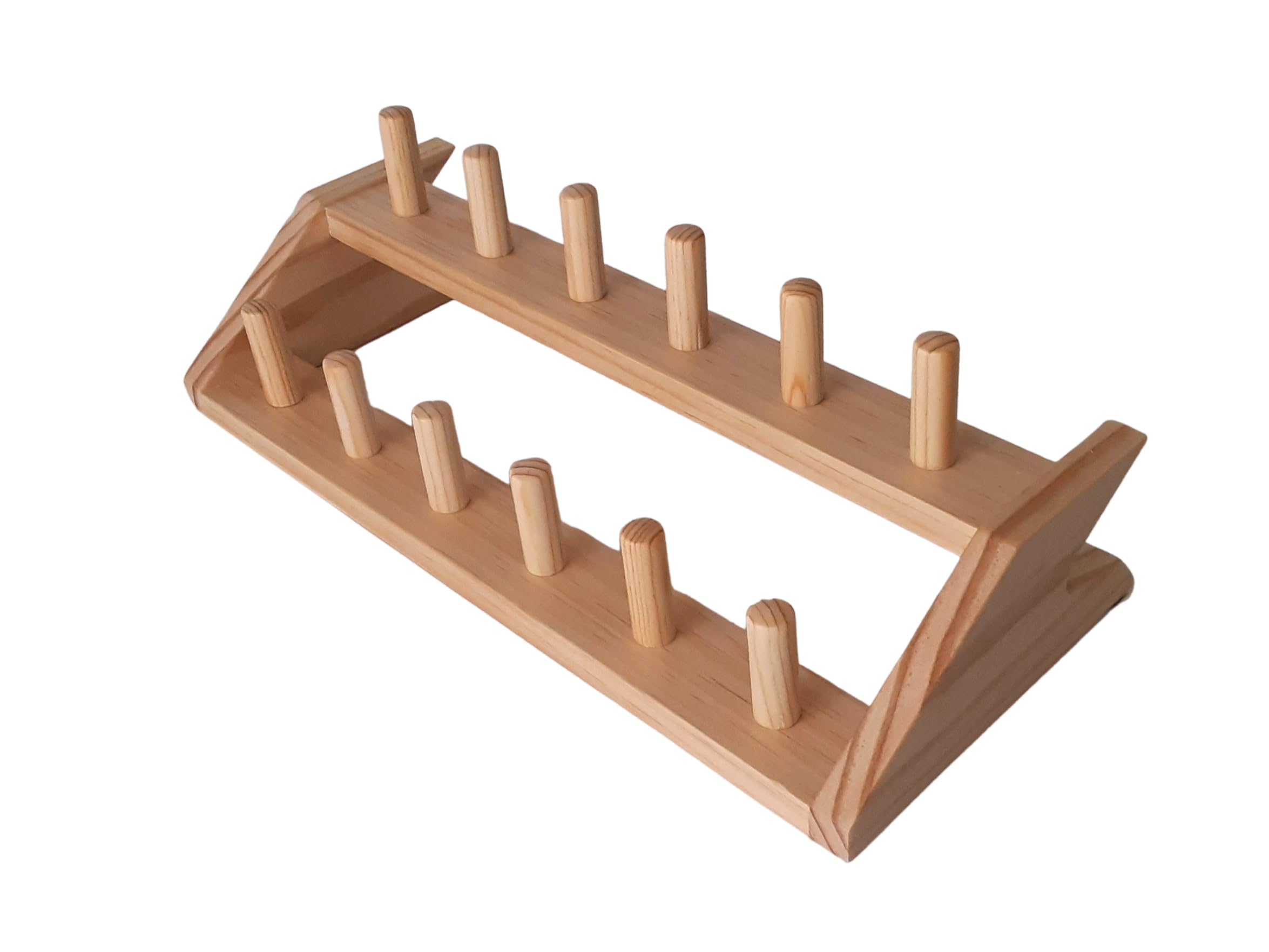 Saxophone mouthpiece wooden stand holder rack for 12 mouthpieces.