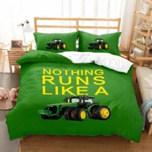 tractor bedding set with equipment trucks, farm truck tractor vehicles duvet cover set for boys girls teens (green,twin)