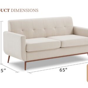 Weture 65" Loveseat Sofa, Mid Century Modern Love Seat Couches for Living Room, Comfy Button Tufted Upholstered Sofa Couch for Bedroom, Solid & Easy to Install Small Couch for Small Spaces, Beige