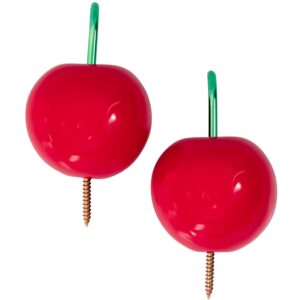 ban.do cute hooks for wall, sculptural decorative hooks for hanging, 3d fruit unique wall hanger for jewelry/keys, cherry