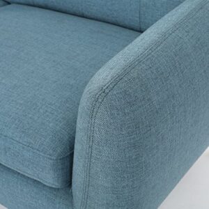 KEIKI 67" Loveseat Sofa Couch with Button-Tufted Waffle Stitch Mid-Century Modern Design for Bedroom, Blue