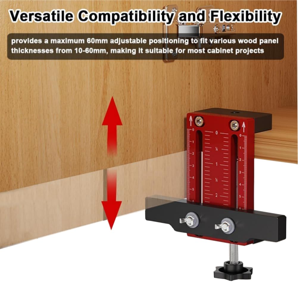 Cabinet Door Installation Positioner, Aluminum Alloy Cabinet Hardware Jig, Adjustable Length Versatile Cabinet Installation Tool Compatible