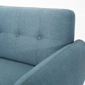 KEIKI 67" Loveseat Sofa Couch with Button-Tufted Waffle Stitch Mid-Century Modern Design for Bedroom, Blue