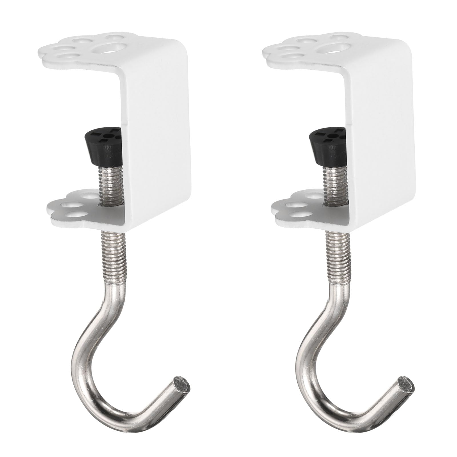 HARFINGTON 2pcs Desk Hook Clamp 0.2"-1.4" Clamping Range Cat Claw Shape Bag Hook for Backpack Table Purse Clothes Portable Desk Mount Bag Holder Hook Clamp, White