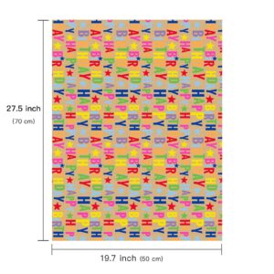 WRAPAHOLIC Kraft Birthday Wrapping Paper Sheet - 6 Sheets Colorful Happy Birthday Design Folded Flat for Birthday, Baby Shower, Party, Holiday - 19.7 Inch x 27.5 Inch Per Sheet