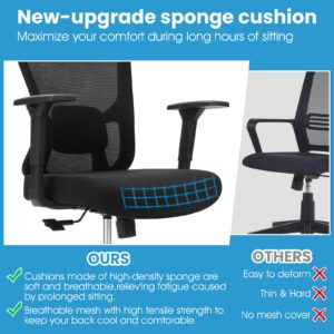 balmstar Ergonomic Office Mesh Chair, High Back Swivel Comfty Desk Chairs- 3D Armrest Adjustable Lumbar Support Capacity 400lbs and Headrest Wide for Home & Office, Bedroom (Black)