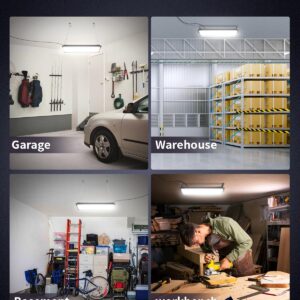 AGranTOP 2 Pack Linkable LED Shop Light - 100W 15000LM Aluminum Plug in Garage Light w/ 9.84ft Power Cord and On/Off Switch, 6500K Shop Lights for Garage, Workshop, Warehouse