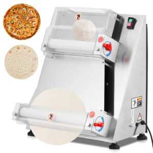 garveehome commercial pizza dough roller sheeter,max 16" automatic 370w electric pizza dough roller, stainless steel, suitable for noodle, pizza bread and pasta maker equipment