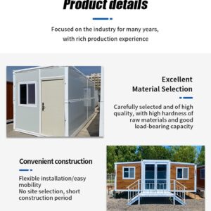 Folding Prefab Container Home - Customizable Tiny Home with Bathroom, Kitchen, Living Room & Bedroom - Modular Mobile Home for Adults