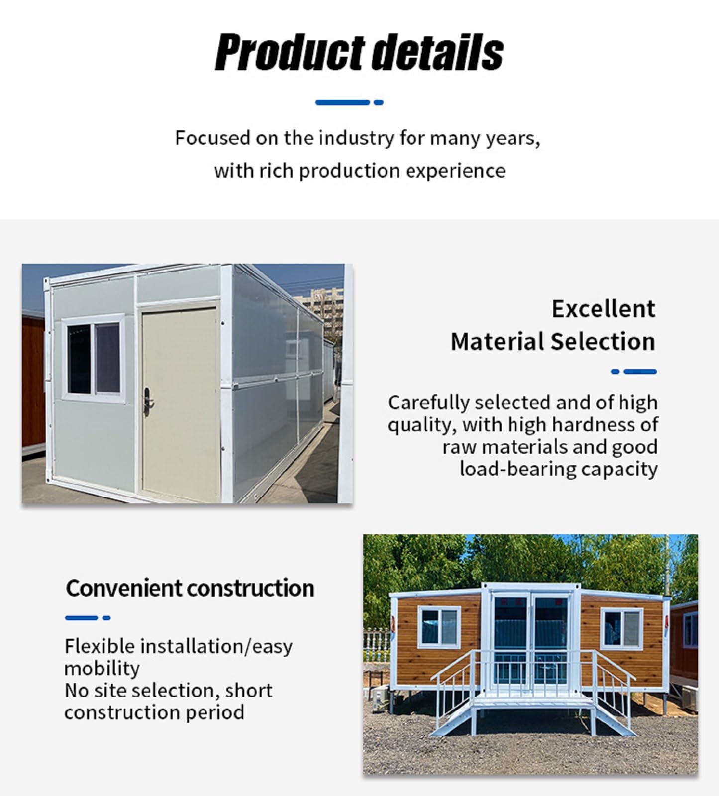 Foldable Prefab Container Home - Modular Tiny House with Customizable Bathroom, Kitchen, Living Room & Bedroom Spaces - Mobile Home Options for Adults