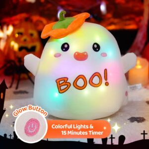 Glow Guards Halloween Ghost Stuffed Animal,Light up Boo Ghost Plush Toy,Cute Ghost Pillow,Soft Spooky Ghost Dolls Stuffed Animals,Halloween Party Favors Halloween Plushie Gift for Kids,12 inches