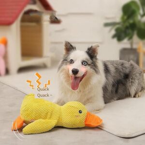 Outfany Calm Duck, Noovelo Calming Duck Toy, Quacker Calming Duck Toy, Quaker Calming Duck Toy, Cute Quacking Stuffed Duck Dog Toy, Yellow Stuffed Duck Dog Chew Toys (Yellow)