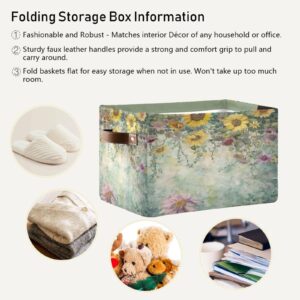 Coikll Sunflower Storage Bin for Toy Storage Basket Dirty Clothes Sundries Office Home Closet Organizer Shelf Cube Box Waterproof Laundry Basket-1PC