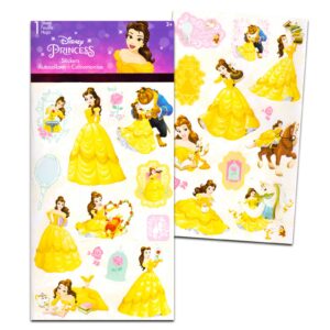 Beauty and The Beast Bedding Twin Bed Set for Girls - Bundle with Belle Bed Sheets with Flat Sheet, Fitted Sheet, Pillowcase, Quilted Bedspread Plus Stickers, More | Beauty and The Beast Sheets Twin