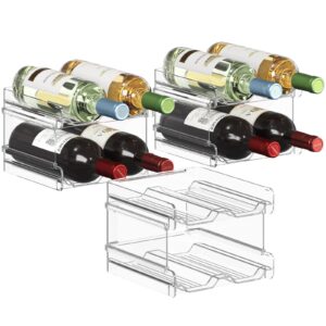 lifewit plastic stackable wine rack for refrigerator, cabinet, countertop,wine bottle holder, water bottle organizer for fridge, pantry, hold 12 bottles