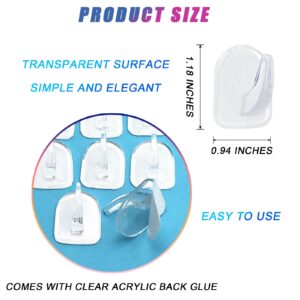 50 PCS Traceless Clear Plastic Adhesive Hooks No Damage Transparent Reusable Seamless Hooks Sticky Hangers with Non Marking Sticker for Kitchen Bathroom Bedroom Office Wall（3*2.4Cm/1.18*0.94Inches）