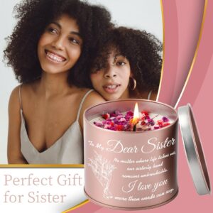 HITHESPO Sister Birthday Gifts, Sisters Gifts from Sister Brother, Sister Christmas Gifts, 9oz Lavender Scented Sister Candle Home Decor Best-Friend Gifts for Women BFF Bestie Big Sister