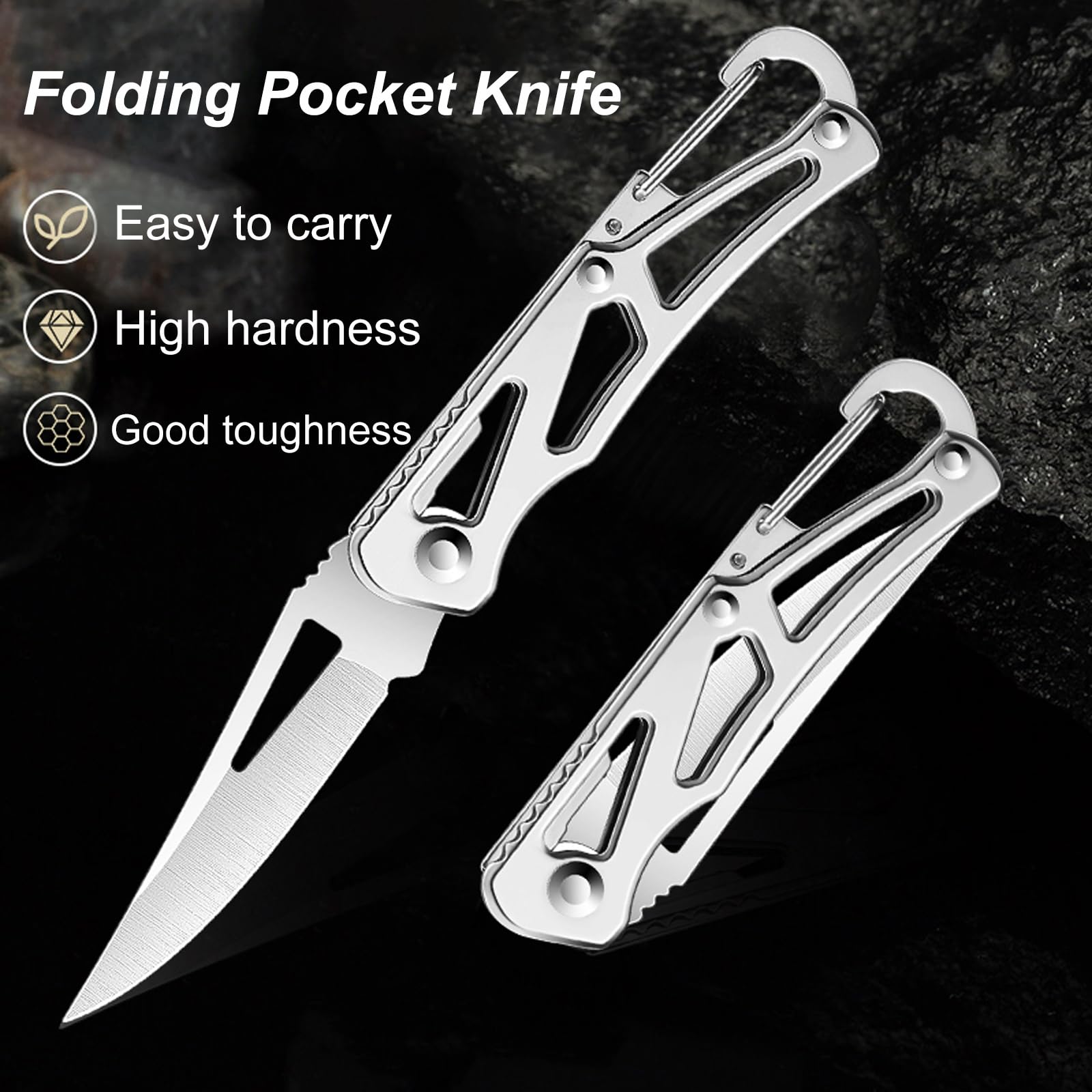 10MOONS Mini Pocket Knife - 5.9 Inch Plain Edge Stainless Steel Keychain Knife for EDC Box Envelope, Small Pocket Knife Every Day Carry Tool for Men&Women (1Pack)