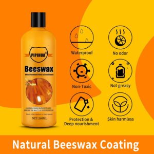 PIPIHUA Beeswax Furniture Polish & Conditioner - Wood Seasoning Beeswax, Furniture Wax Oil for Wood Polish, Cleaner and Restorer, 8.79 Fl Oz