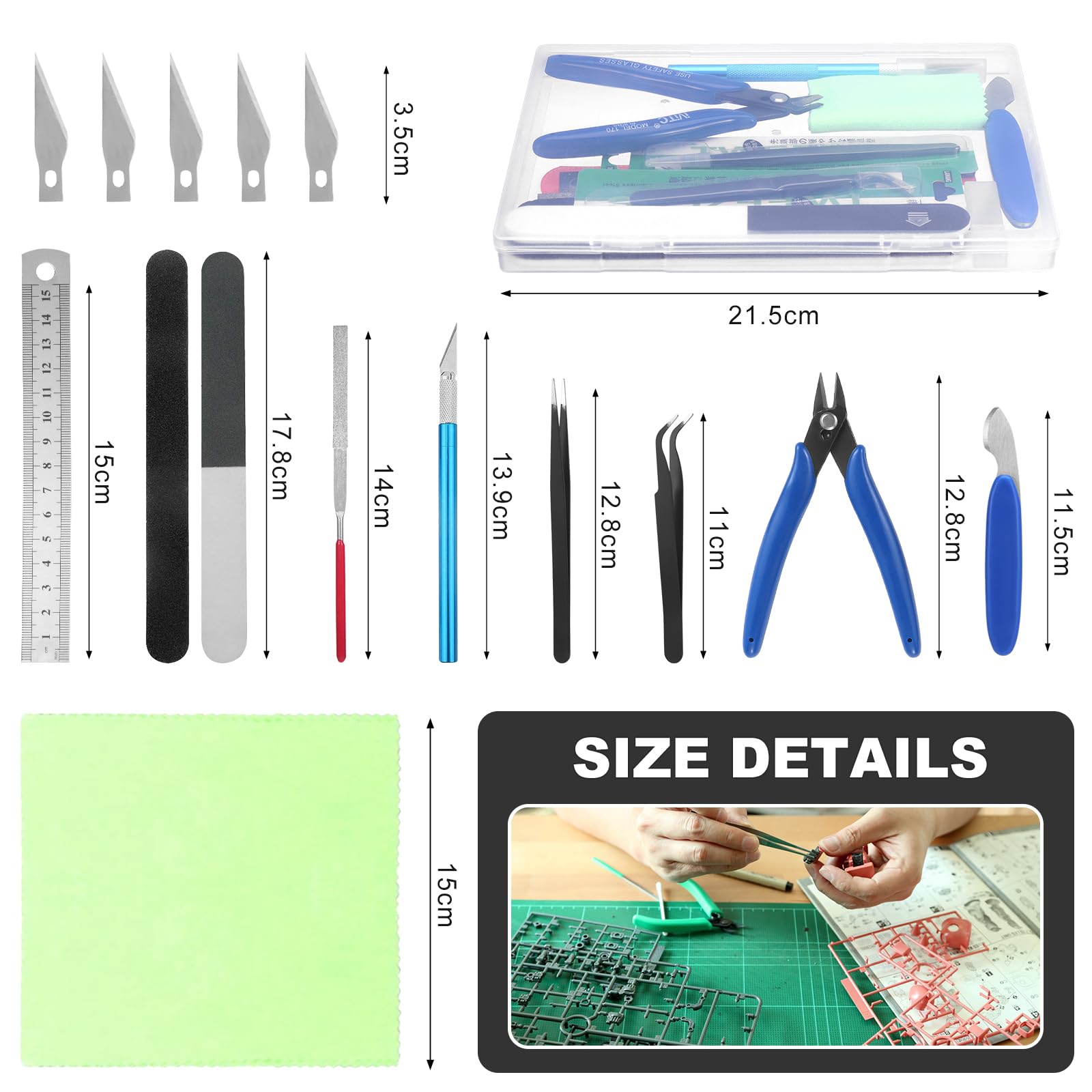 Fippy 11PCS Model Kit Tools, Gundam Model Tool Kit, Hobby Building Tools Kit for Gundam Basic Model Assembling, Building and Repairing