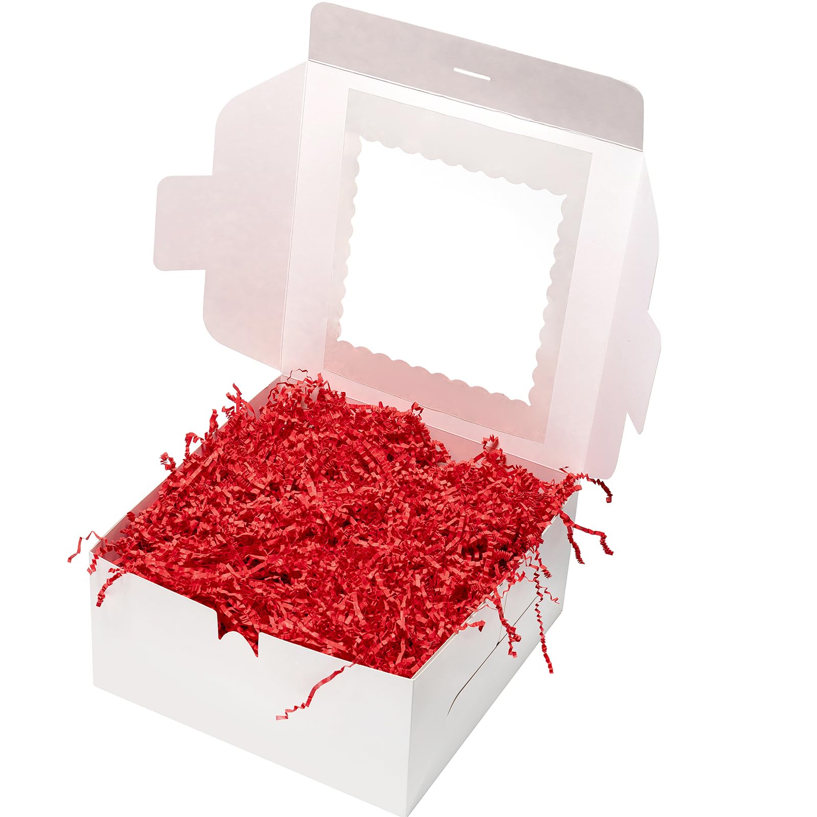 Mefleet 1 LB Crinkle Cut Paper Shred Filler Red Crinkle Paper Shredded Paper for Gift Box - Gift Basket Filler - Gift Box Stuffing for Christmas Xmas Holiday Packaging Wrapping